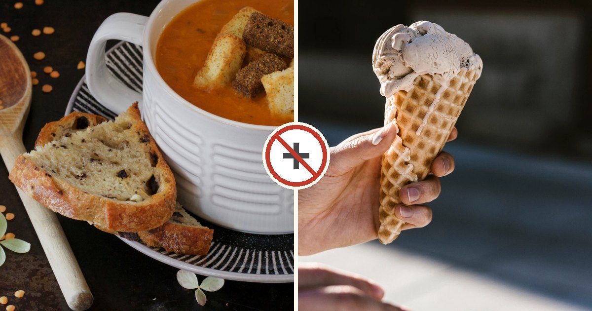 Hot soup and ice cream shown together with a do-not-combine symbol